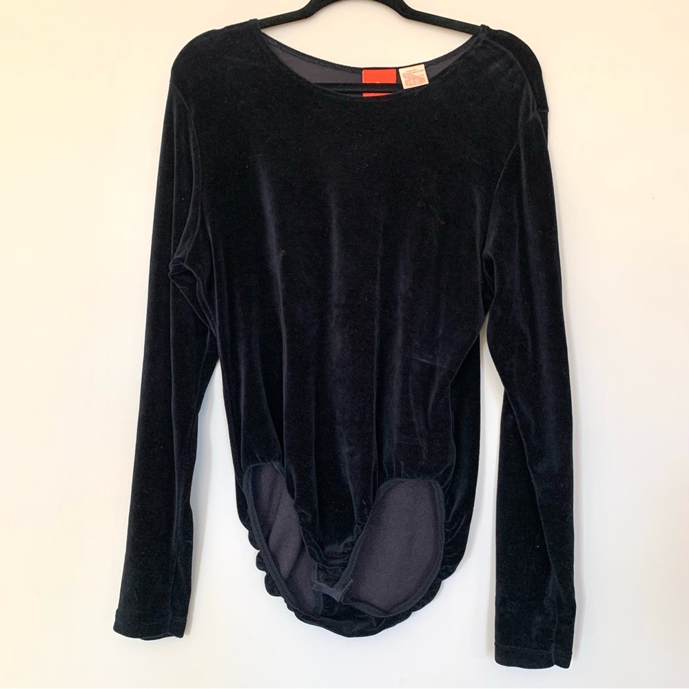 LIZ & CO Black Velvet Bodysuit Size L